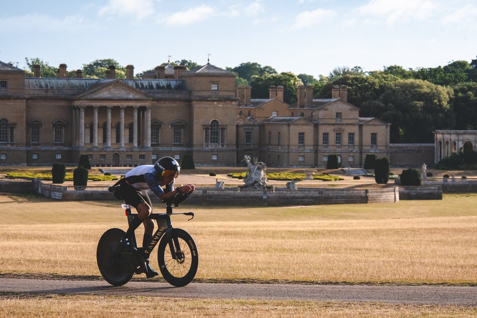 Mark Ash riding a time trial bike at Holkham